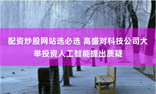 配资炒股网站选必选 高盛对科技公司大举投资人工智能提出质疑