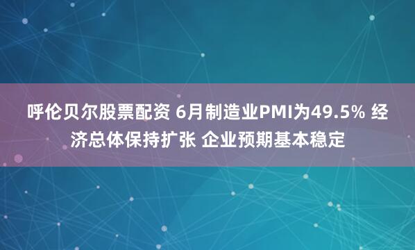 呼伦贝尔股票配资 6月制造业PMI为49.5% 经济总体保持扩张 企业预期基本稳定